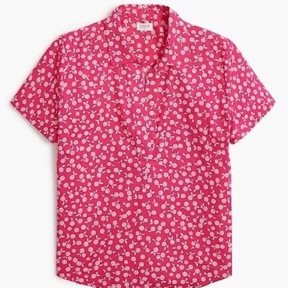 J Crew Factory Printed short-sleeve poplin popover top New with Tags 3X Plus - Picture 1 of 8